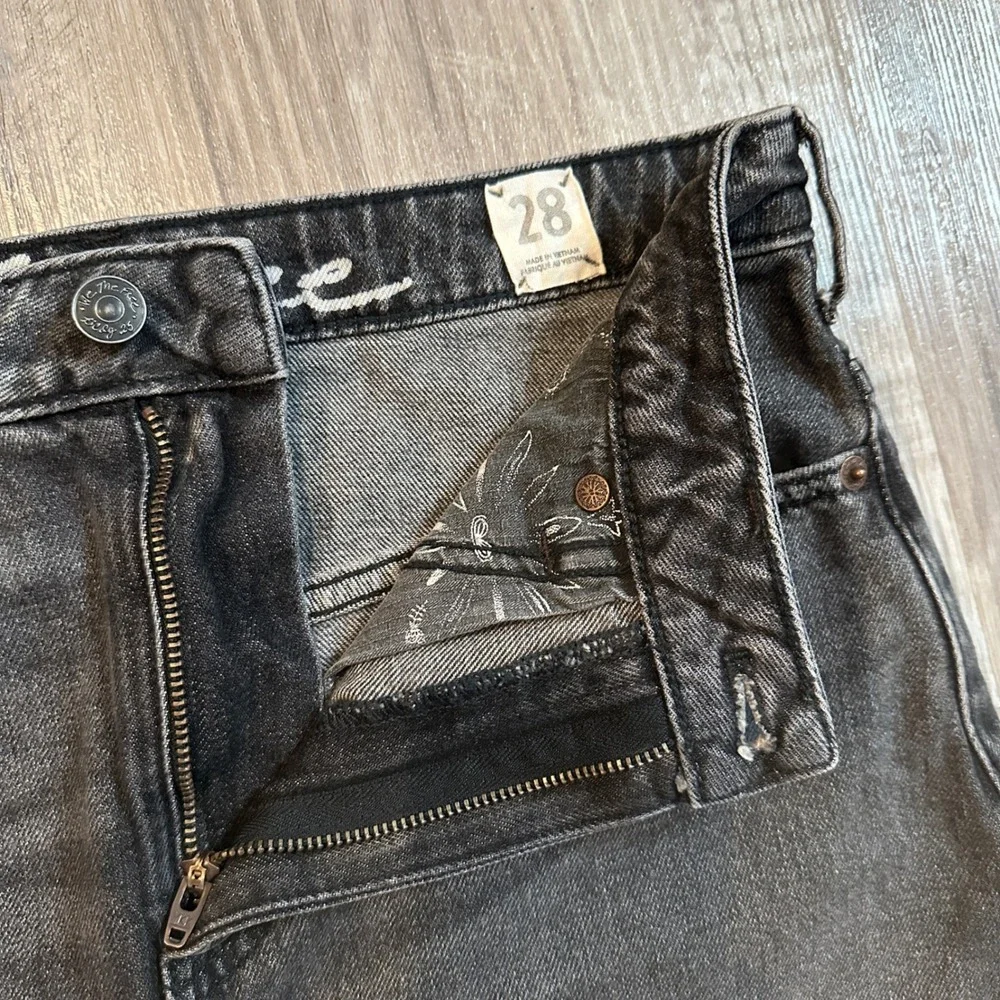 We The Free People Baily Maverick Skirt Women 28 Black Denim Mini Raw Fringe Hem